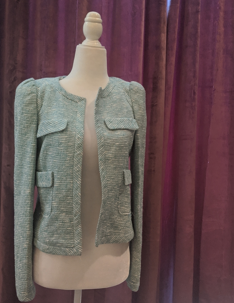 Zara woman tweed pastel blue jacket